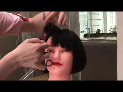 Как филировать челку филировочными ножницами ?