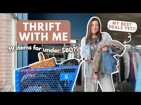 19 Items for UNDER $80?! | Thrift With Me | Thrift Haul Try On | Goodwill Thrift Haul
