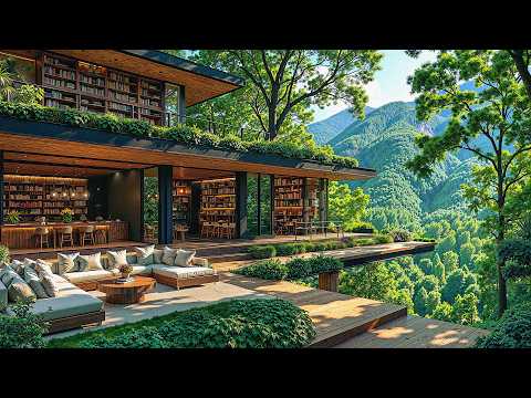 Mountain Library Jazz | Smooth jazz Music in a Luxury Wood Villa is Ideal for Start A Peaceful Day
