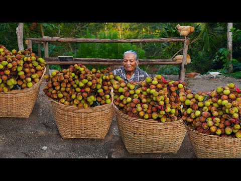 Grandma makes traditional Chinese lychee food