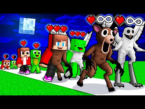 JJ and Mikey: 99 NIGHTS IN THE FOREST EVOLUTION in Minecraft - Maizen