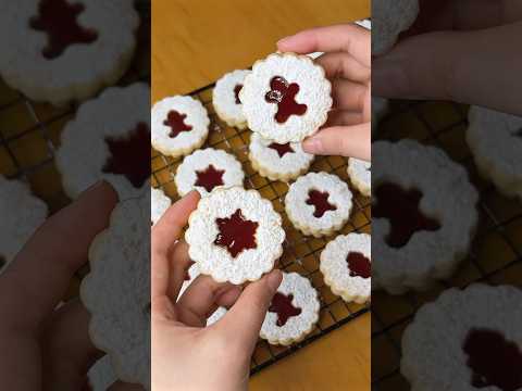 CHRISTMAS LINZER COOKIES #baking #shorts
