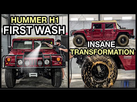 Making a 23 Year Old Hummer H1 Look NEW Again! First Wash & Insane Car Detailing Restoration How To!