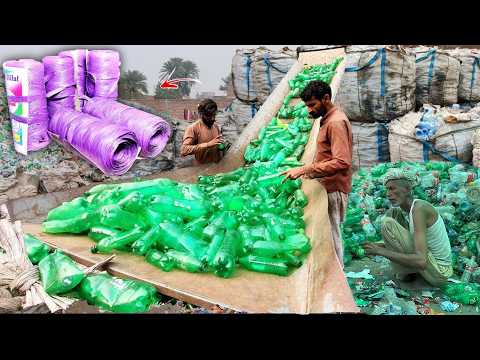 Amazing Recycling Process of Waste Plastic Bottles to Make New Plastic Rope Roll