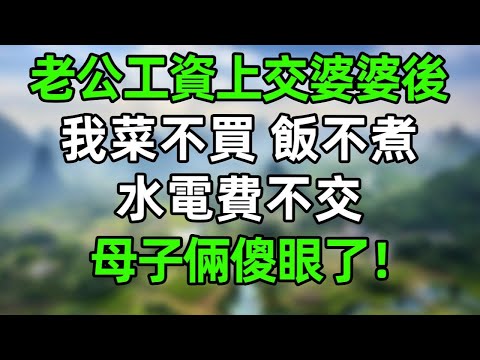 老公把工資上交給婆婆後，我菜不買，飯不煮水電費不交，讓這對母子吃空氣！他倆傻眼了！#情感故事 #爽文 #婆媳 #情感  #老年生活 #故事分享 #人生感悟 #爲人處世 #講故事