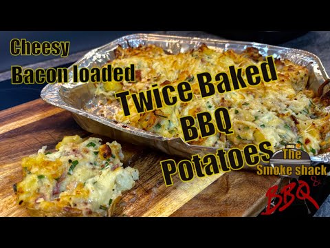 Bacon loaded Twice Baked BBQ Potatoes, on a Weber Kettle.