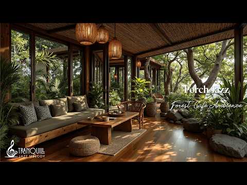Soft Jazz Porch Cafe Ambience | Cozy Piano Background Jazz Music in Coffee Shop Ambience for Work