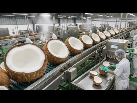 Inside a Modern Coconut Dessert Factory: From Fresh Coconuts to Jelly & Nata de Coco (Full Process)