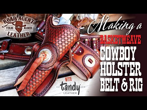 Making a Leather Basketweave Cowboy Holster and Cartridge Belt ASMR
