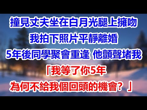 撞見丈夫坐在白月光腿上擁吻，我拍下照片平靜離婚，5年後同學聚會重逢，他顫聲堵我：「我等了你5年，為何不給我個回頭的機會？」#為人處世#生活經驗#情感故事#故事#小說#戀愛#情感#婚姻