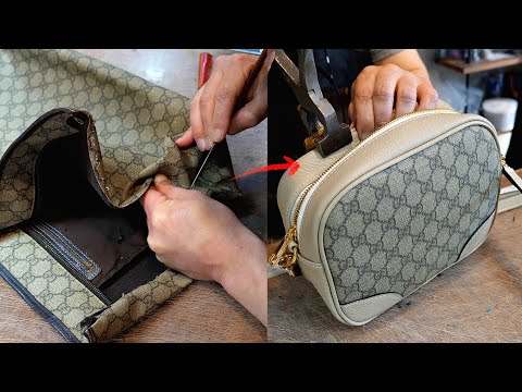 The process of turning an old Gucci bag into a new crossbody bag. Korean luxury bag reformer