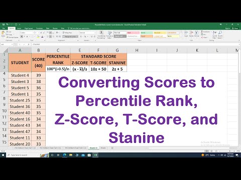 Percentile Rank, Z score, T score, and Stanine