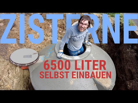 #Betonzisterne einbauen: Ausgraben, Zisterne setzen, Deckel mörteln, Rohr ran, fertig!