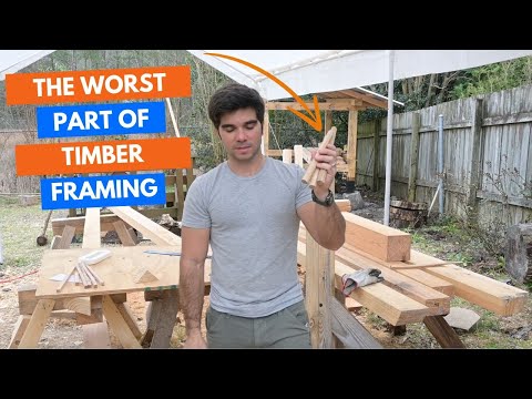 Fastest way to make timber frame pegs? Timber Frame Pergola Build Vlog Day 8