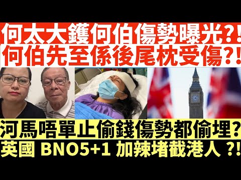 何太大鑊何伯傷勢曝光?!|何伯先至係後尾枕受傷?!|河馬唔單止偷錢傷勢都偷埋?|英國BNO5+1加辣堵截港人?!|井仔點睇 #何伯何太上庭 #何太上庭 #何太精神病發 #陳官質疑河馬 #何太開庭先嚟病