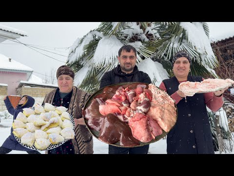 Extreme Snowy Winter! Making Tandoor Beef Steaks & Surhullu in a Frozen Village ❄️🔥