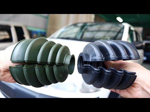 Two types of split C V boots. Plastic and rubber