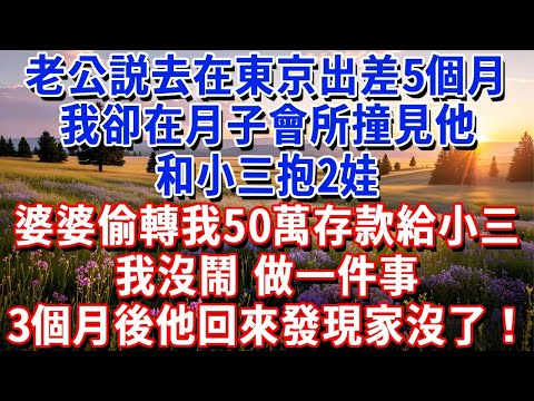 老公説要去在東京出差5個月，我卻在月子會所撞見他和小三抱2娃。婆婆偷轉我50萬存款給小三，我沒鬧，做一件事，3個月後他回來發現家沒了！#小魚故事會#為人處世#人生感悟#中老年生活