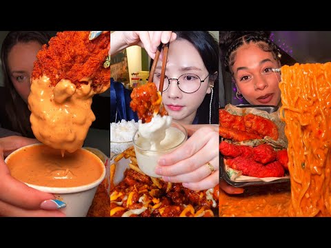 TIKTOK Mukbang Compilation | Red Chikz, KFC, Wingstop, Buldak, Cane's, Chick-Fil-A & More!