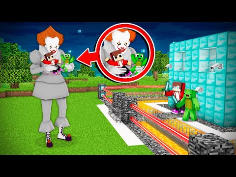 Security House to Protect Family From KILLER CLOWN in Minecraft - Maizen JJ and Mikey