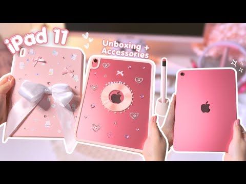 iPad 11th Gen Pink Aesthetic Unboxing (A16) ✨ Apple Pencil and Cute Accessories
