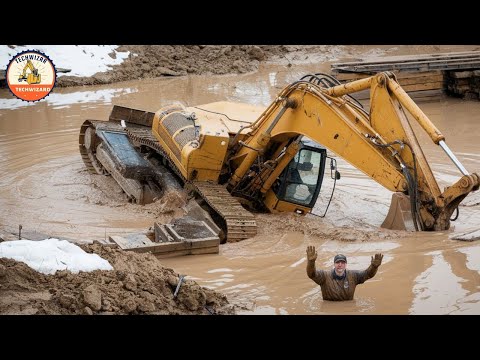 Collection of Horrifying Stuck Excavator Stunts 2025 And Heavy Equipment Driving