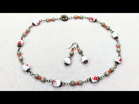 2-olive martini necklace & earrings with the Time Traveler Bargain Bead Box