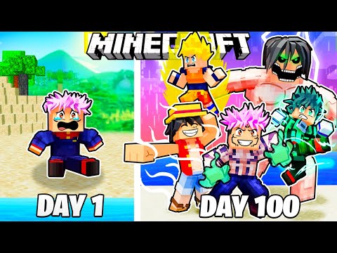 I Survived 100 DAYS on ANIME ISLAND in Minecraft!