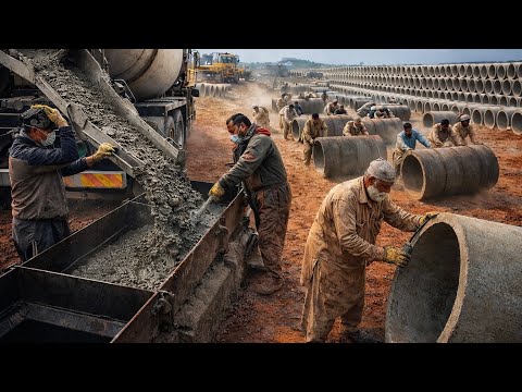 MEN VS CONCRETE | Inside a Giant Pipe Manufacturing Yard