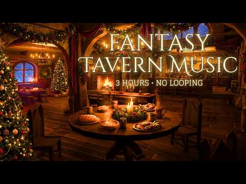 Holiday Tavern Warmth & Magic | 3 Hours of Festive Fireplace Ambience & Christmas Décor