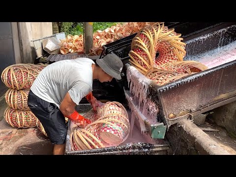 Process of Making Bamboo Basket for Export - Traditional Bamboo Weaving Village