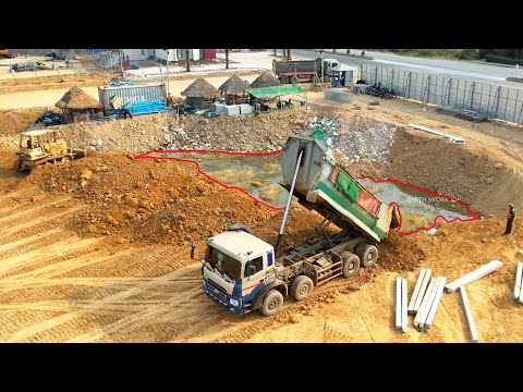 Well Done! Get Complete Corner With Heavy Machines Fast Process Moving Soil Landfill & Clearing Mud