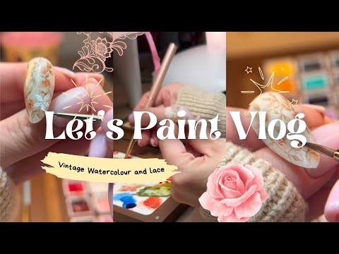 Paint Along With Me: Vintage Watercolour Design 🌸🩷🎀 using Gina Watercolour Palette | Japenese Gels