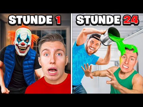 ich PRANKE 24 STUNDEN ALLE YOUTUBER in der PAULBERGER VILLA!