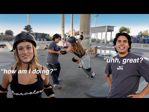 my skater boyfriend tries to teach me how to skate...