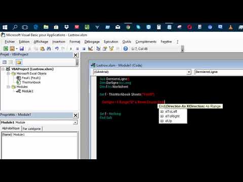 Excel VBA 2016 Derligne. Retrouver la derniere ligne non vide d'une base de données