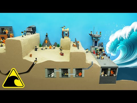 Prison Flood: Lego City Tsunami Disaster - Dam Breach Experiment