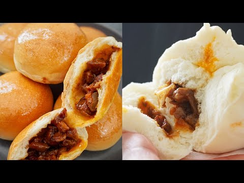 在家做两种叉烧包，皮软馅香!HOME MADE CHAR SIU BUNS / BAKED AND STEAMED