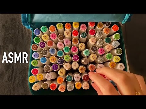 😴 ASMR  - 🖊️📕 Organizing and swatching markers - Clicky Whispers