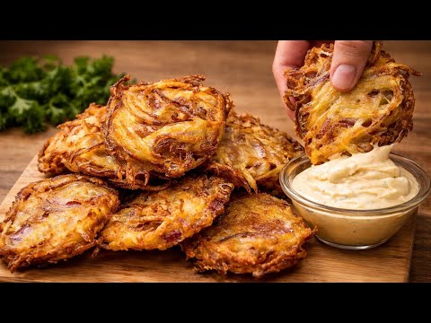 Better than HASH BROWNS! Super Crispy Potato & Onion Fritters!