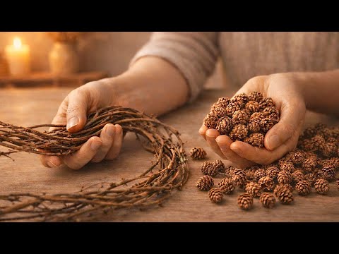 I took a grapevine and these pinecones, and the result is fantastic! Stylish & easy Valentine's Day