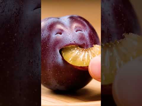 Juicy ASMR 🍑 Plum Tries Its Own Slice 👀💧 #aivideo #funny #artificialintelligence #asmr #n8n