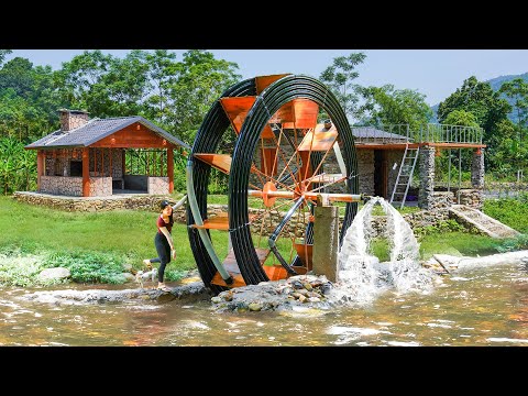 Full Video _30 Days Build Giant Water Wheel, Leading Water to The Stone House | from Start To Finish
