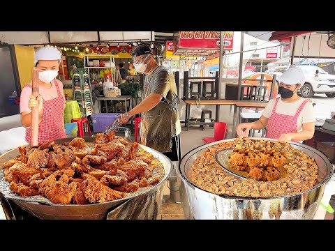 Sold out 300 Kilos Fried Chicken Per Day in 3 Hours In Giant Iron Pans | Thai Street Food