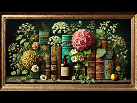 Vintage Books & Flowers Oil Painting | Gold Frame TV Art | A Man Who Forgot Himself