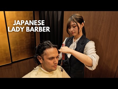 💈(ASMR) Got My Curly Hair Cut by Charming Lady Barber at Luxury Hair Salon in Tokyo, Japan