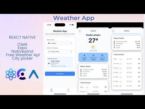 Build A Weather App With REACT NATIVE! (Clerk, Expo, Nativewind, Free Weather Api)