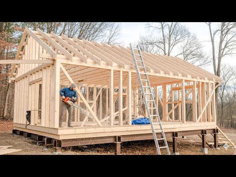 Man Builds a Stunning 2-Story Wooden House in the Forest | From Start to Finish by @Wood_Wolf