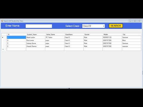 VB.NET : Search Student By Class :Search LIKE Google (DataGridView, ComboBox, TextBox) | CODERBABA