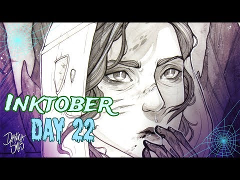 Inktober Day 22 • She Hunts Werewolves • Lineart and Inkwash Speedpaint